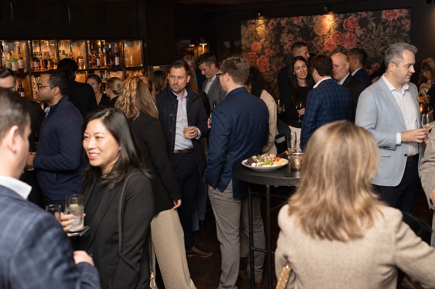 Partners and guests mingling at the Indi partner evening
